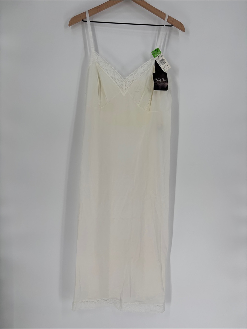Vintage vanity fair deadstock ivory slip nightgown new 40 28
